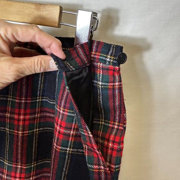 Vintage 80s Pendleton Black Red Tartan Plaid Wool A-Line Midi Skirt Size 16 - Picture 5 of 13